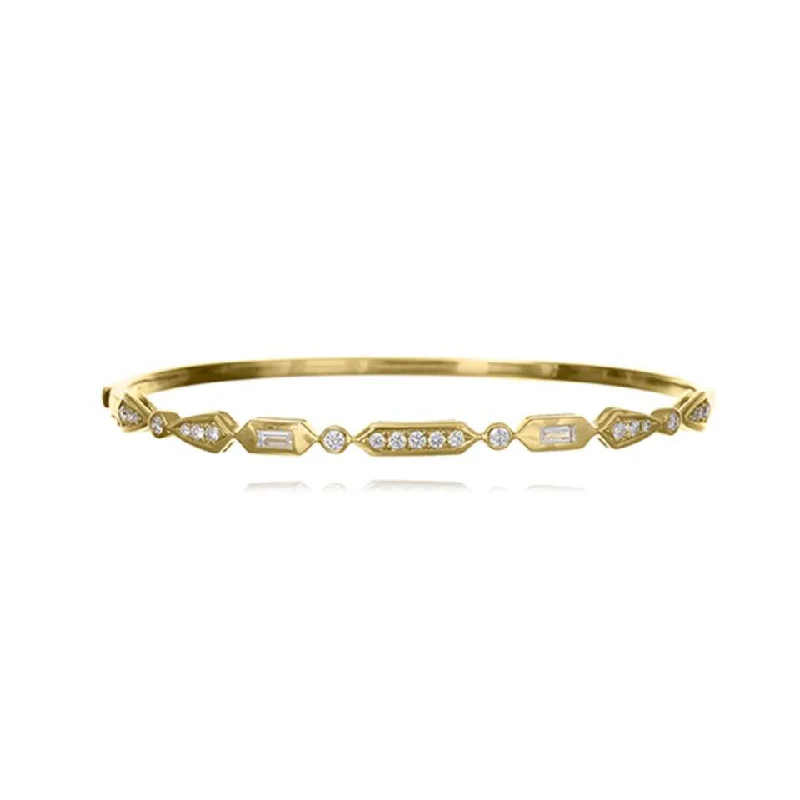 Ladies gemstone bracelets-18ct Yellow Gold Diamond Bangle