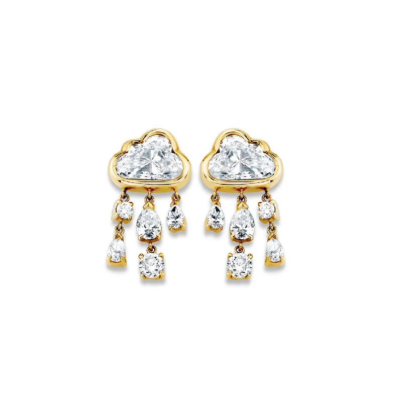 Ladies birthstone earrings-Baby Diamond Rain Cloud Earrings