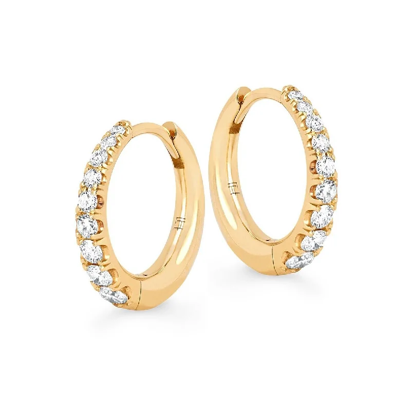 Ladies diamond earrings-Crescent Pavé Unity Hoops