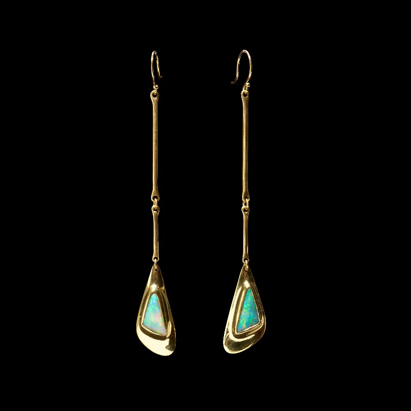 Ladies luxury diamond earrings-Opal Cast Line Earring