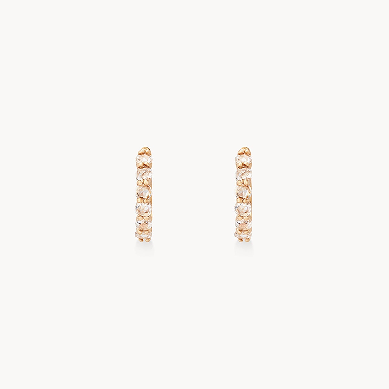 Ladies silver hoop earrings-Moonglade hoop - 14k yellow gold, rose cut diamonds