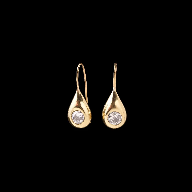 Ladies fine silver earrings-Solitaire DiamondTeardrop Earring