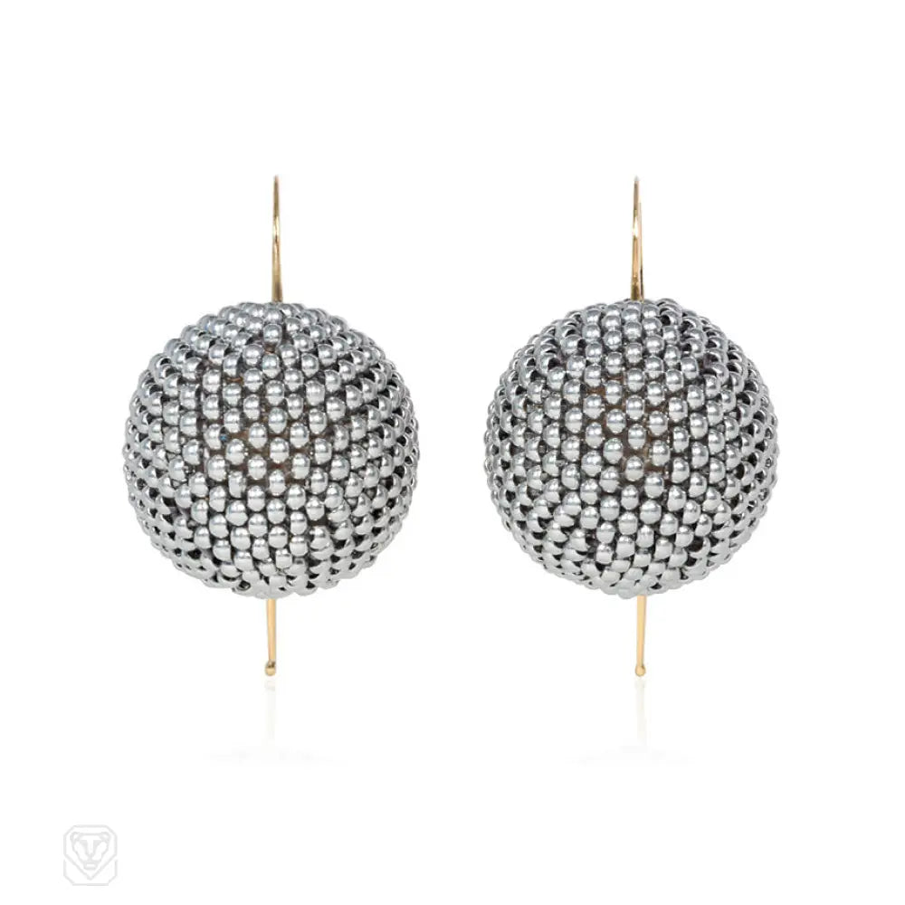 Ladies ear cuffs-Antique aluminum beaded earrings