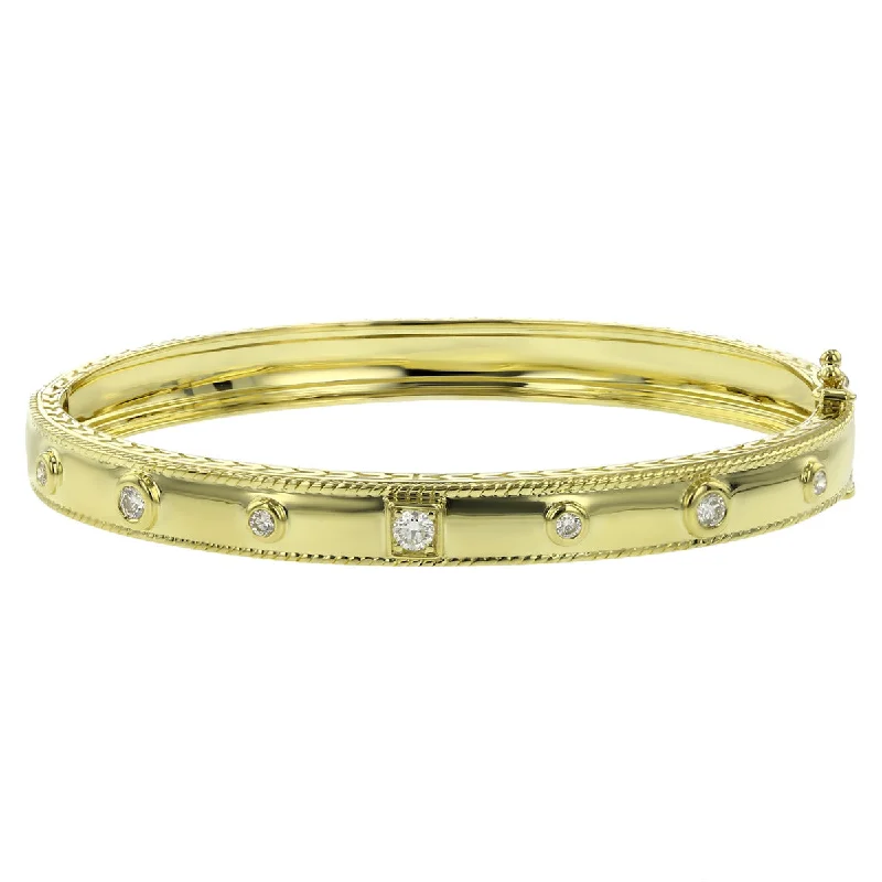 Ladies charm bangles with gemstones-High Polish Round and Square Stacking Bangle