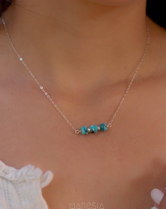 Ladies gold choker necklaces-Turquoise necklace~ Sterling Silver 925 or Gold Filled~MN021