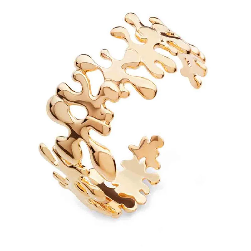 Ladies leather cuff bracelets-Lucy Quartermaine Gold Splash Hinged Bangle