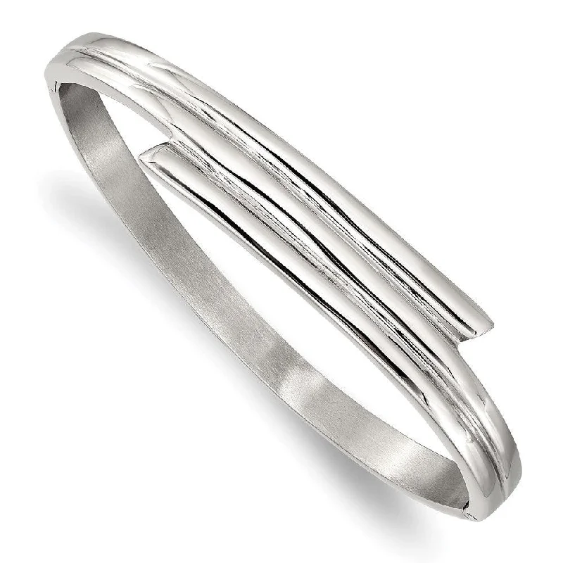 Ladies designer bangles-Stainless Steel Polished Hinged Bangle