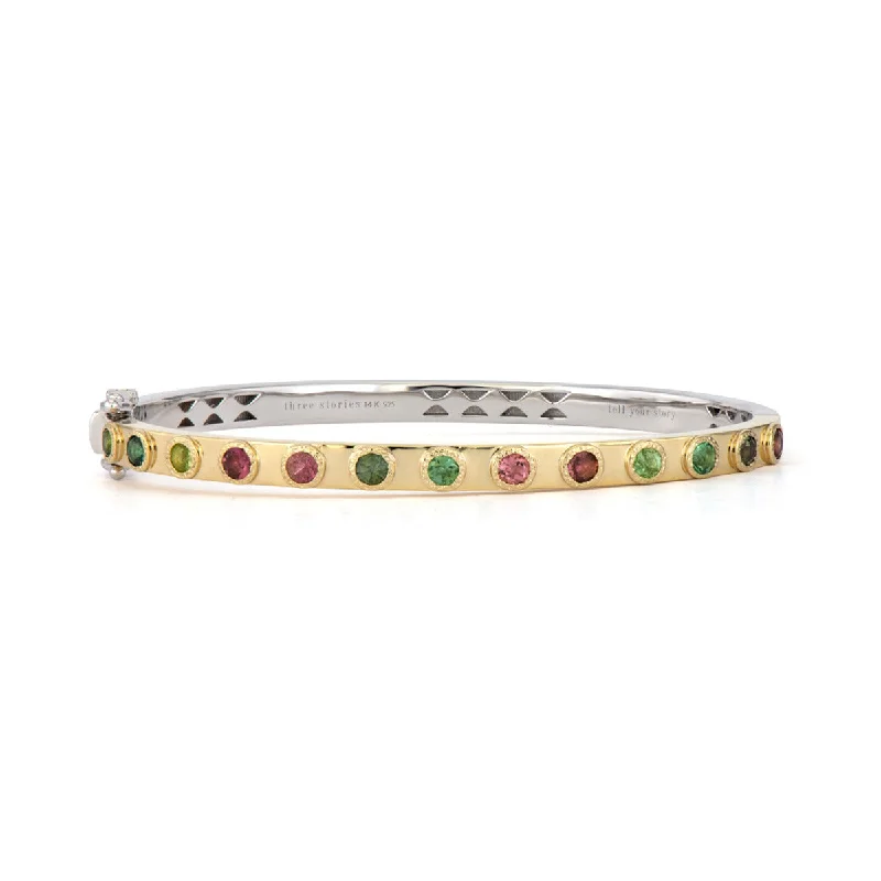 Ladies bangles-Two-Toned Flip Colored Tourmaline Bangle