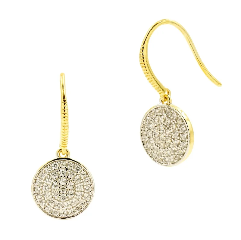 Ladies gemstone earrings-Radiance Pavé Disc Hook Earring