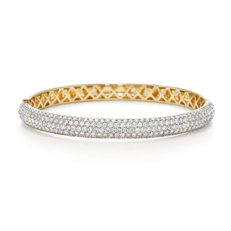 Ladies charm bracelets-Five-Row Bangle with Pave Diamonds