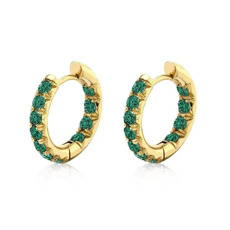 Ladies double hoop earrings-Inside Out Emerald French Pavé Hoops | Ready to Ship