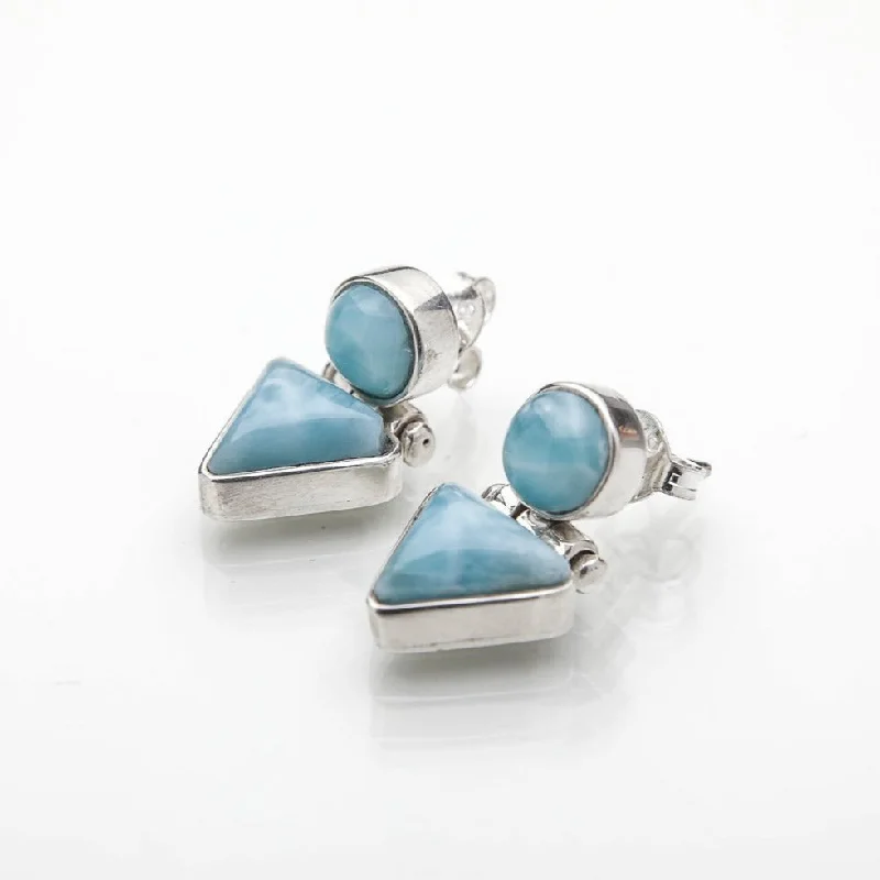 Ladies personalized earrings-Larimar Stones Earrings Yvette