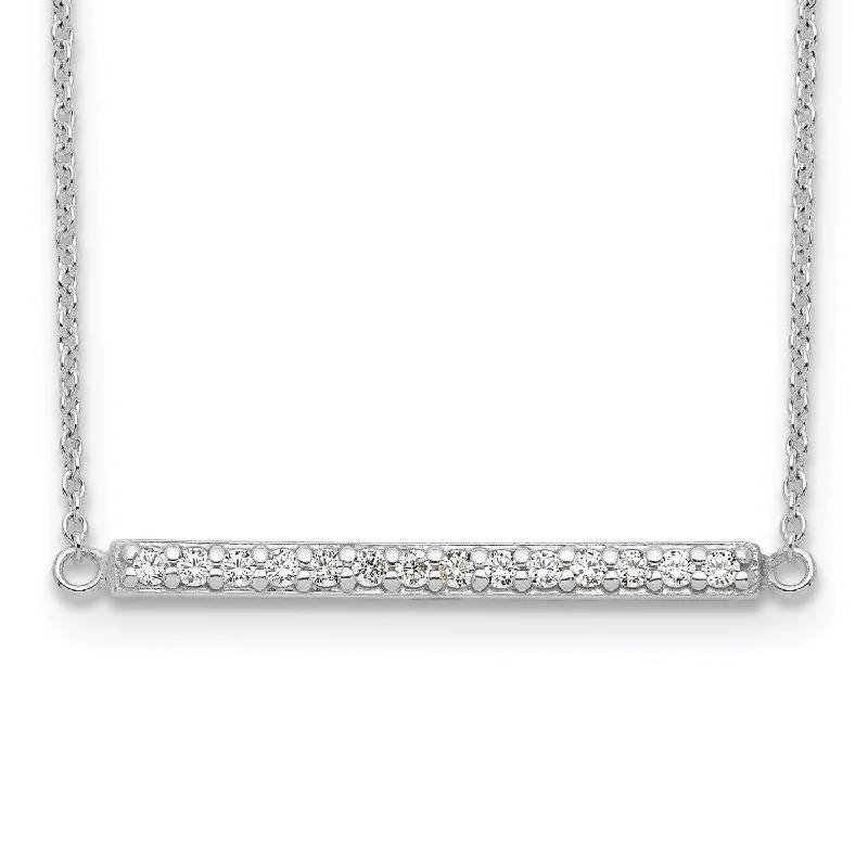 Ladies simple necklaces-Sterling Silver Cubic Zirconia 16.5-inch Fashion Necklace