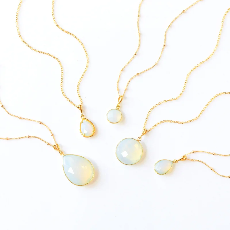 Ladies custom pendant necklaces-Opalite Necklace : October Birthstone