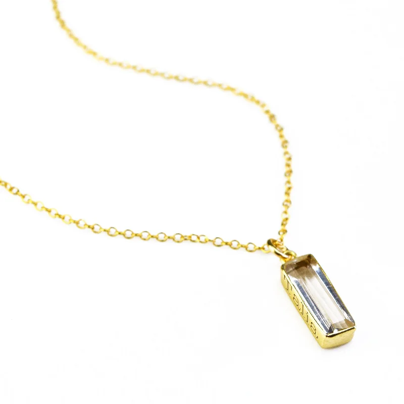 Ladies fine jewelry necklaces-Clear Quartz Vertical Bar Necklace : April Birthstone : Adira Series