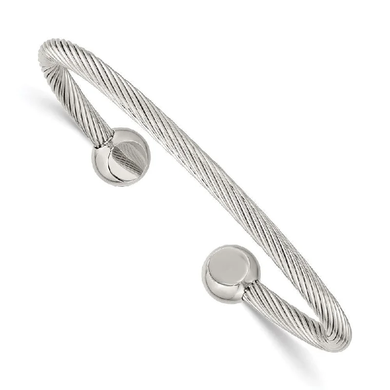 Ladies toggle bracelets-Stainless Steel Polished Cuff Bangle