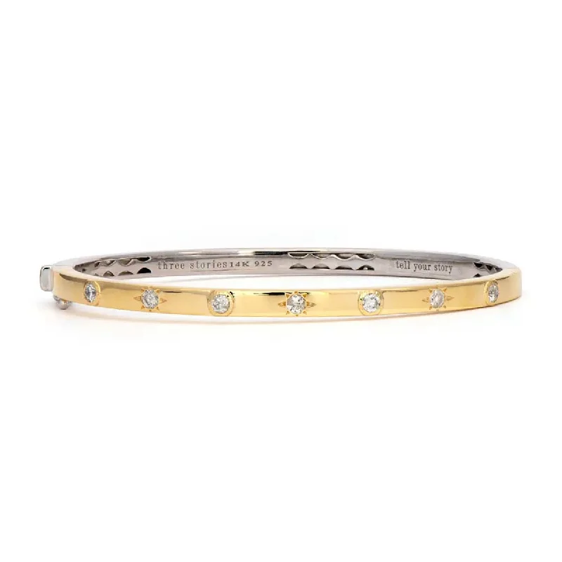 Ladies textured bangles-Classic Two-toned Diamond Bangle