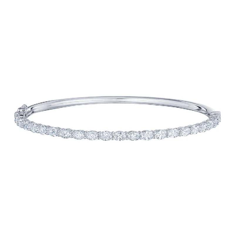 Ladies tennis bracelets-Bangle with Oval Diamonds