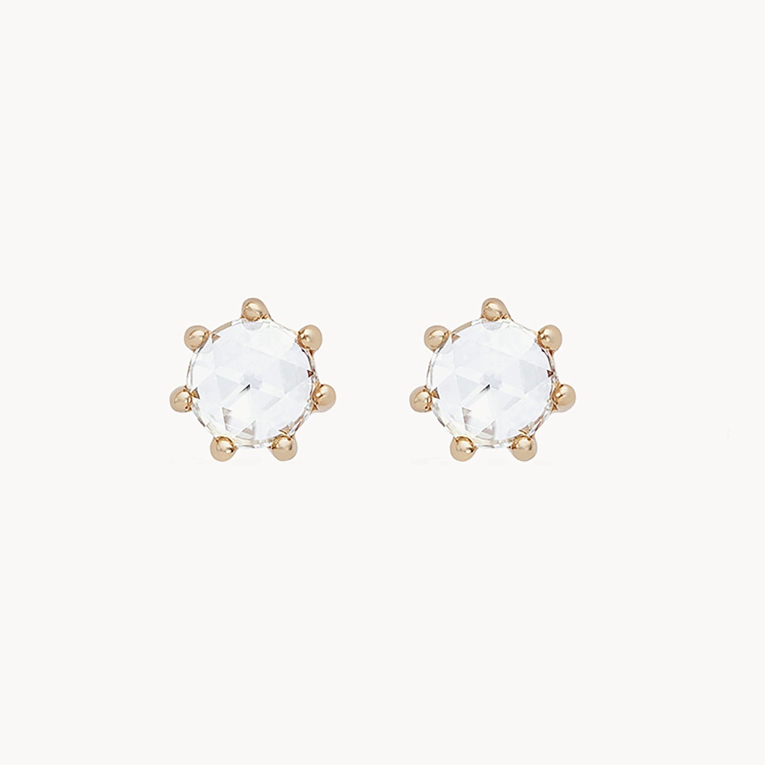 Ladies birthstone earrings-supernova earring - 14k yellow gold, white diamond