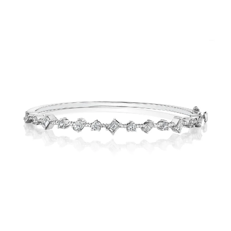 Ladies dainty bracelets-Mixed Shape Diamond Bangle