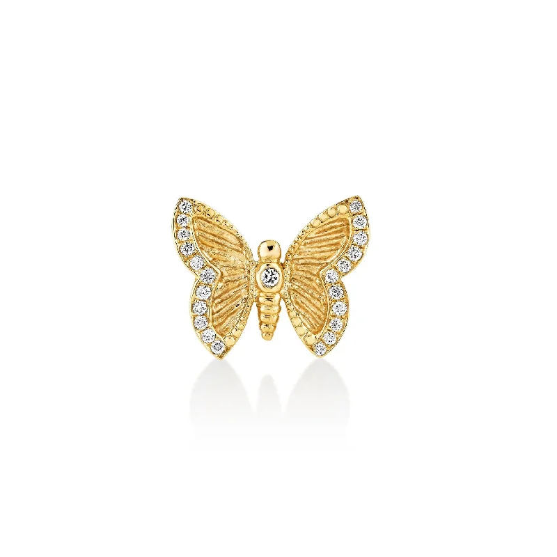 Ladies infinity earrings-Butterfly Diamond Stud | Ready to Ship