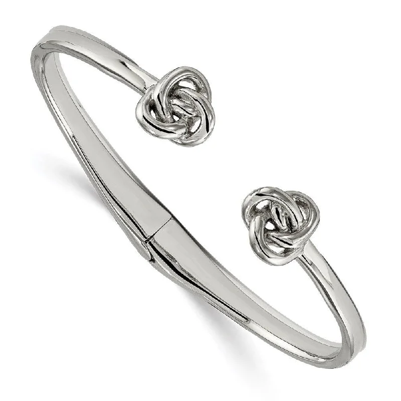 Ladies stretch bracelets-Stainless Steel Polished Knot Hinged Cuff Bangle