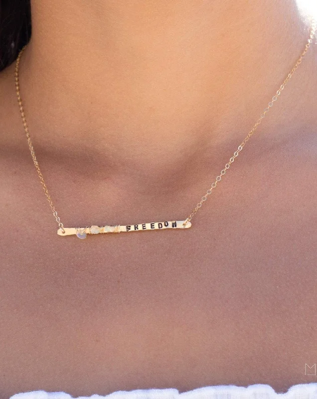 Ladies adjustable necklaces-Hand Stamped Bar Necklace ~ Sterling Silver 925 & Gold Filled~MN008