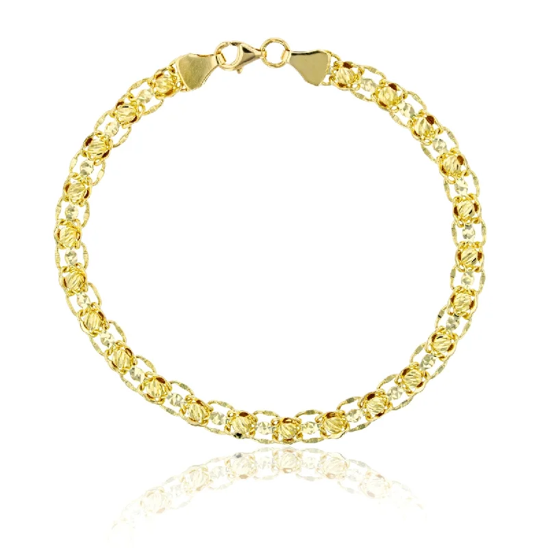 Ladies lucky charm necklaces-10KT Yellow Gold 17.75-inch 5.3MM Diamond-cut Beaded Necklace