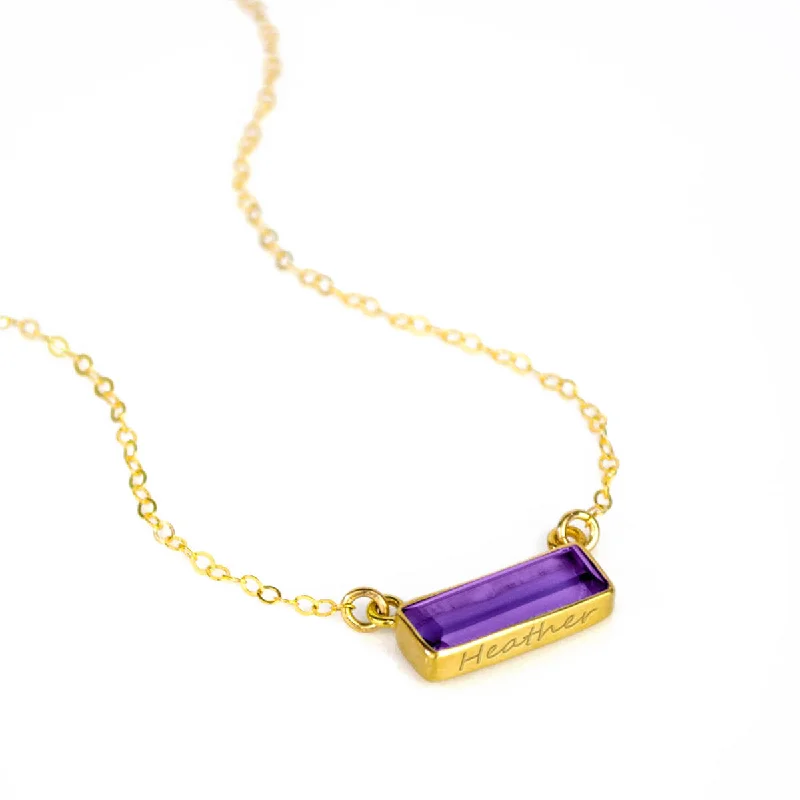 Ladies tennis necklaces-Purple Amethyst Bar Necklace : February Birthstone : Adira Series