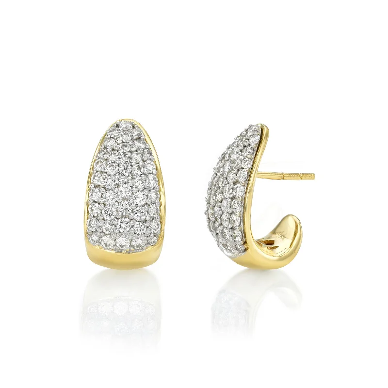 Ladies unique earrings-Medium Pavé Diamond Tusk Earrings | Ready to Ship