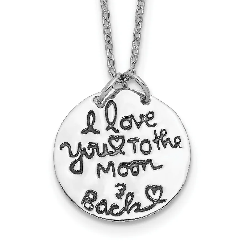 Ladies beaded necklaces-Sterling Silver 18MM 18-inch I Love You To The Moon And Back Necklace