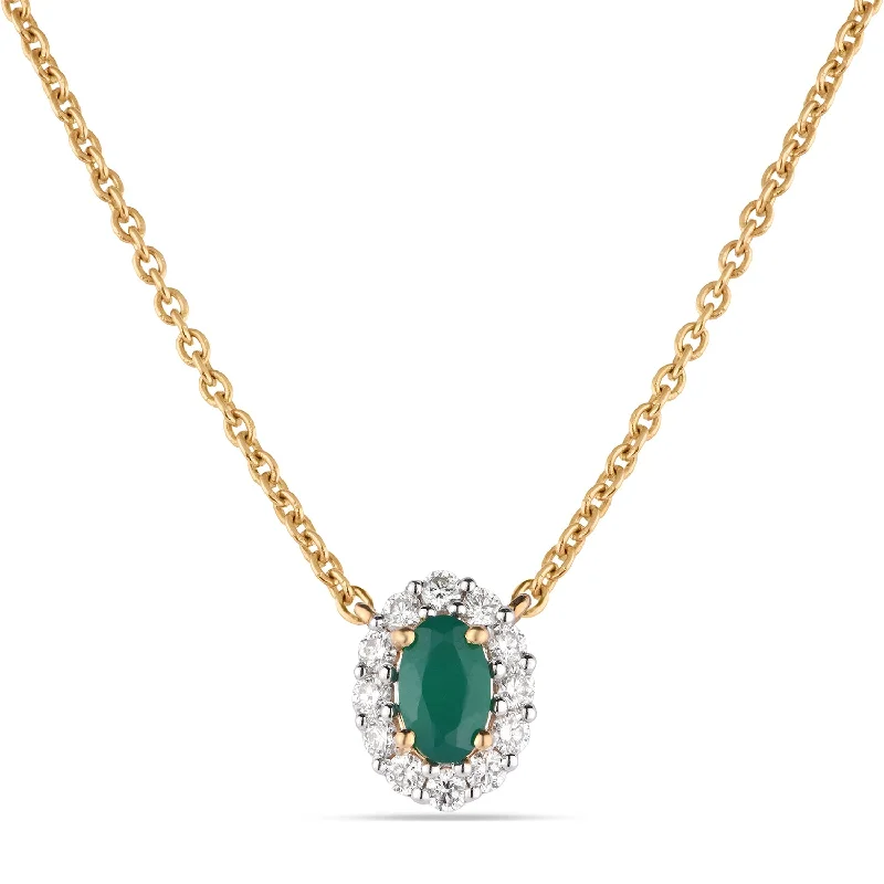 Ladies heart pendant necklaces-Green Emerald Diamond Necklace