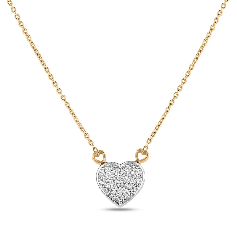 Ladies luxury diamond necklaces-Diamond Heart Necklace with Mini Hearts Links