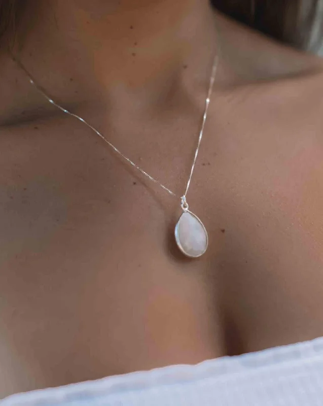 Ladies dainty gold necklaces-Suy Gemstone Necklace ~ Moonstone ~ Sterling Silver 925 ~MN012