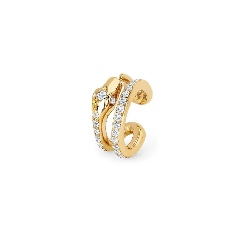 Ladies sparkly earrings-Kundalini Snake Coil Ear Cuff with Pavé Diamonds