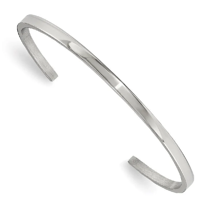 Ladies custom bracelets-Stainless Steel Polished 3mm Cuff Bangle