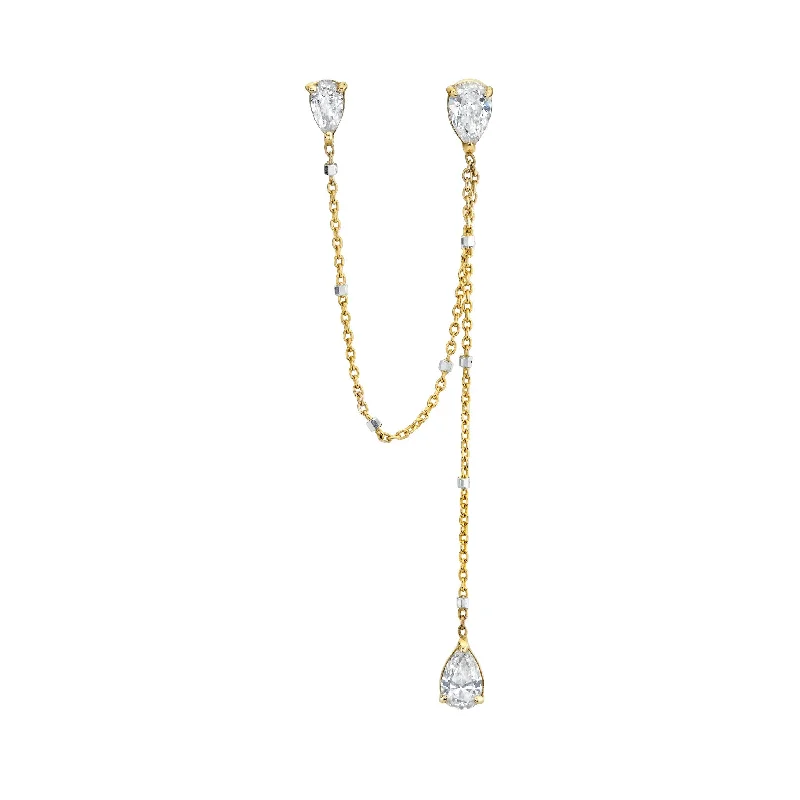 Ladies retro earrings-Triple Water Drop Diamond Twinkle Earring