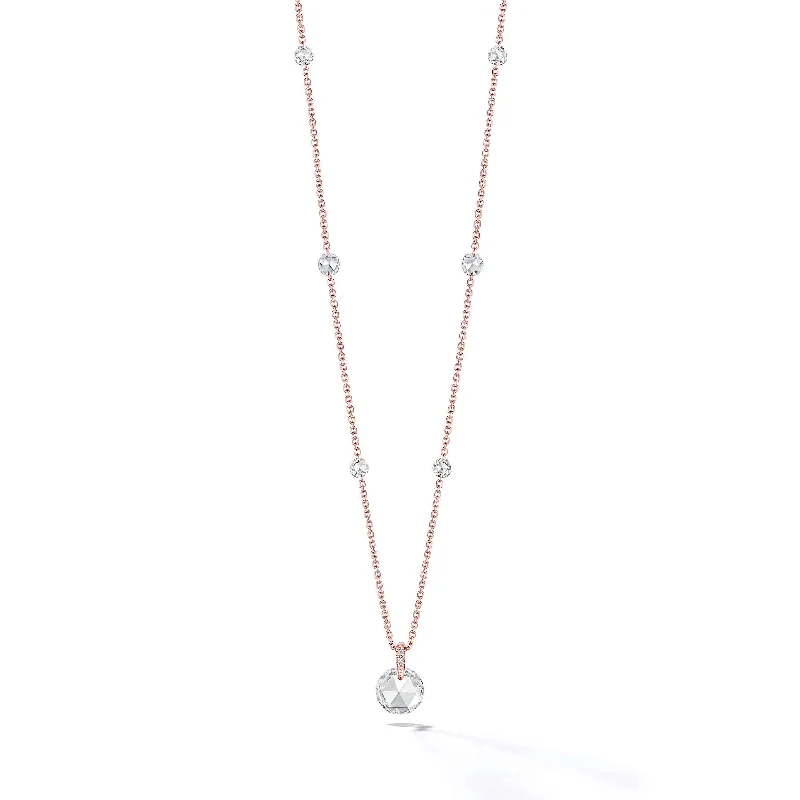 Ladies bar necklaces-Rosette 6-Station Rose Cut Diamond Pendant Necklace