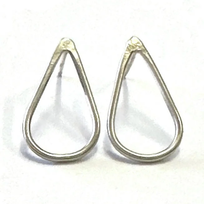 Ladies round earrings-Silver Teardrop Post Earrings