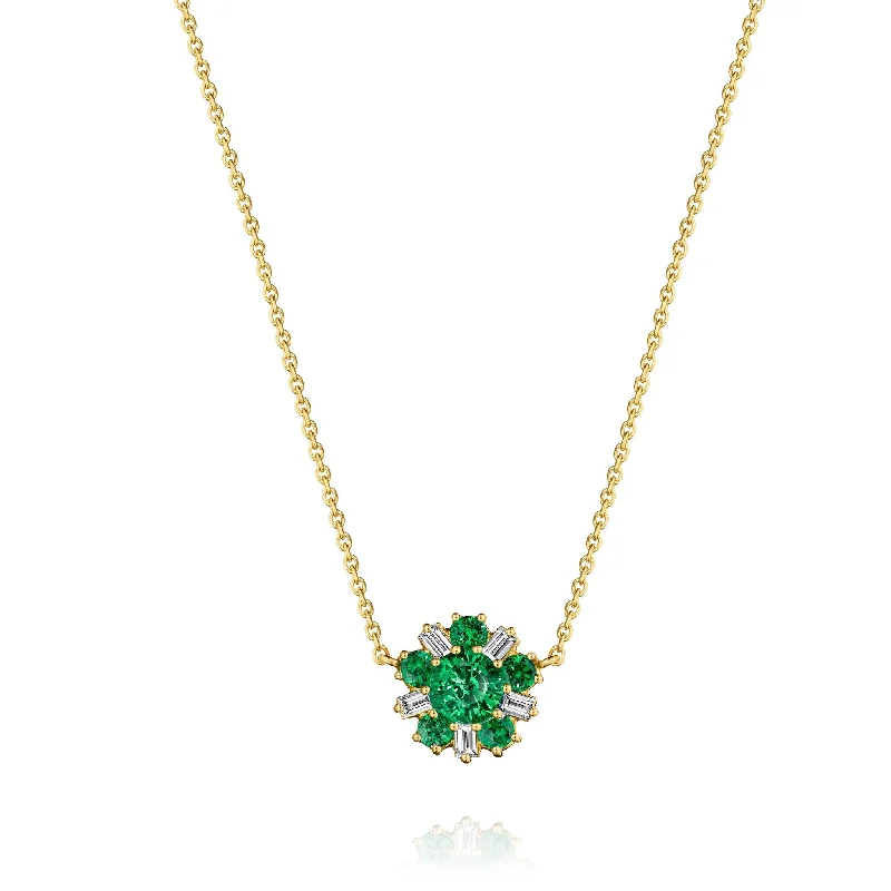 Ladies fine jewelry necklaces-Wonderland Ballerina Flower Emerald Necklace