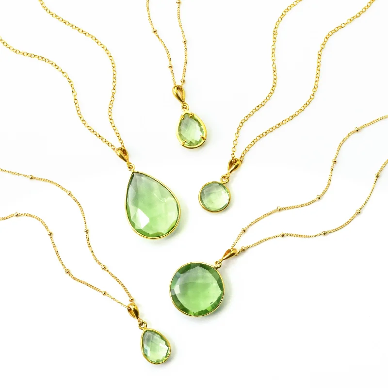 Ladies dainty necklaces-Green Amethyst Necklace : February Birthstone