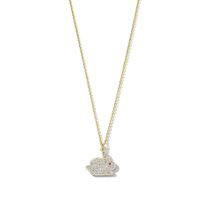 Ladies engraved pendant necklaces-Wonderland Bunny Pavé Diamond Pendant Necklace