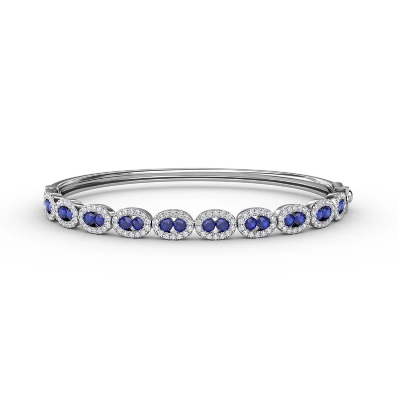 Ladies diamond bracelets-Whimsical Sapphire & Diamond Bangle BB1547S