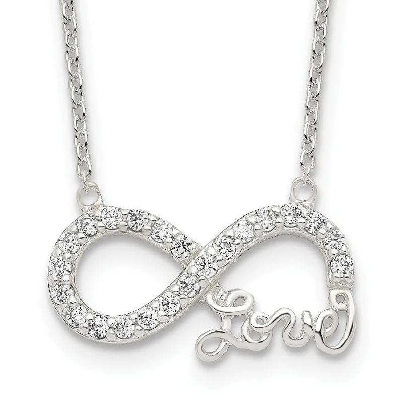 Ladies vintage-inspired necklaces-Sterling Silver Cubic Zirconia 18-inch Infinity Necklace