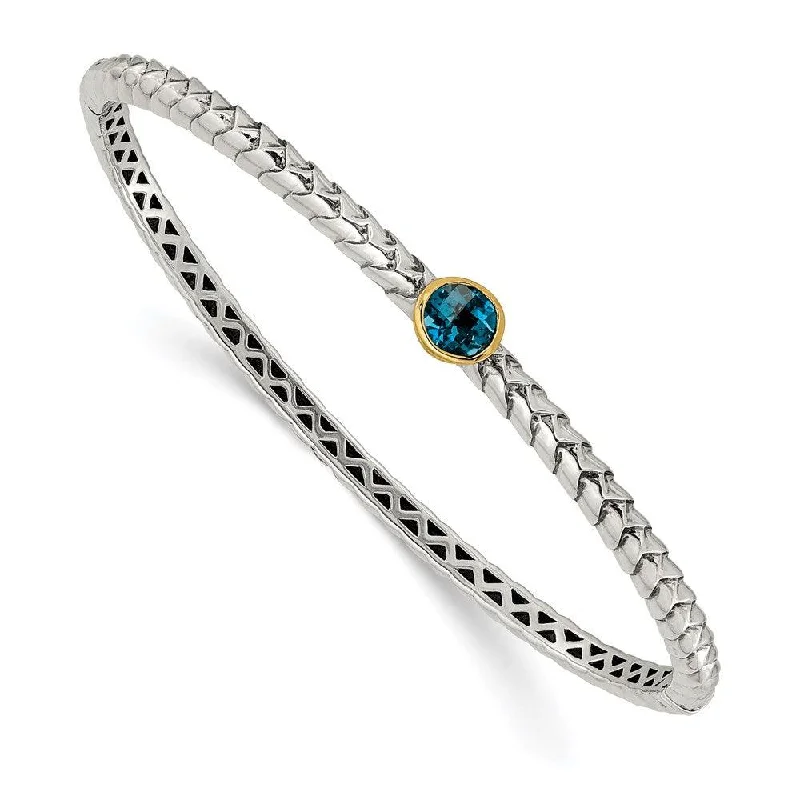 Ladies luxury bracelets-Sterling Silver w/14k London Blue Topaz Bangle