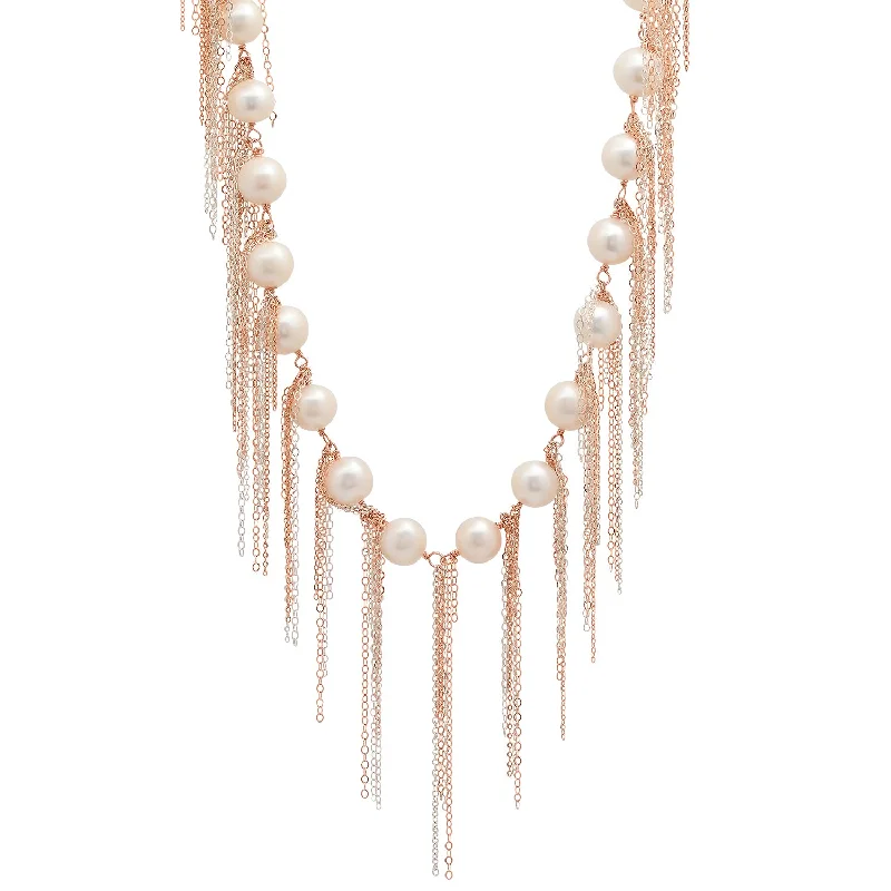 Ladies geometric necklaces-White Fringe 31" Necklace