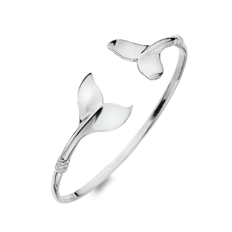 Ladies pearl bangles-Sea Gems Sterling Silver Whale Tail Torque Bangle