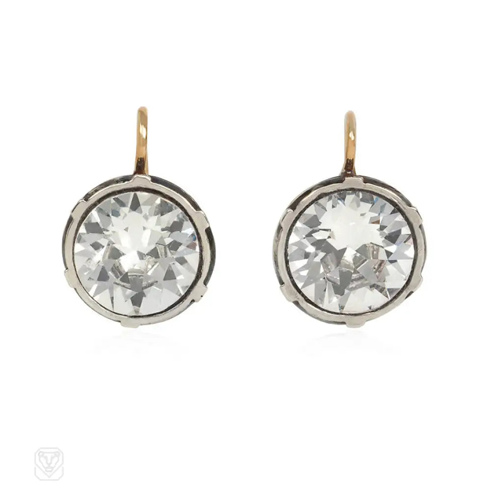 Ladies sterling silver earrings-Antique 2 ct. paste drop earrings, new mounts