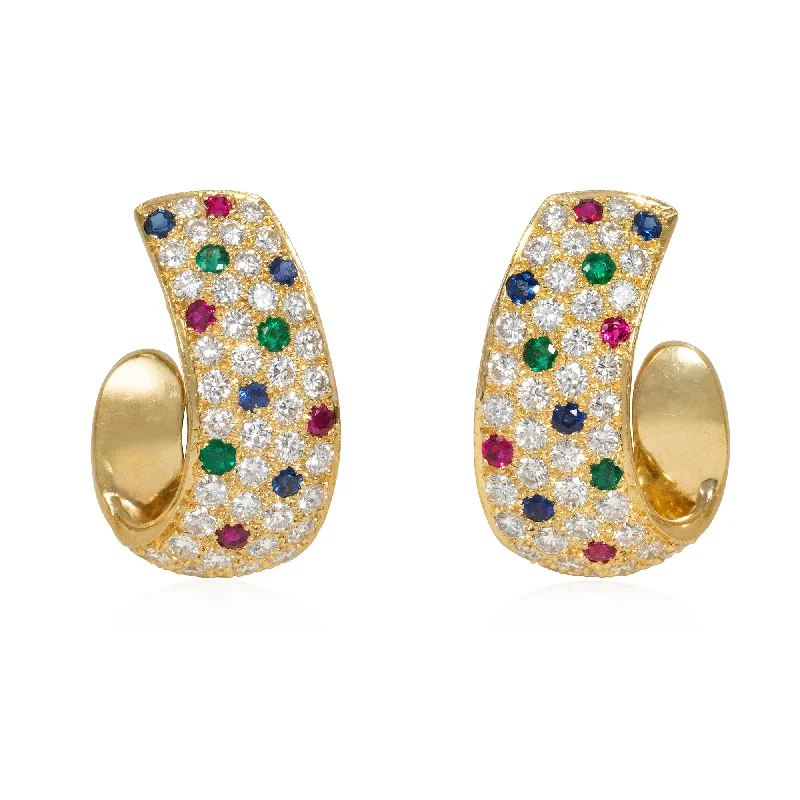 Ladies stud and hoop earrings-Van Cleef & Arpels multi-gem earrings