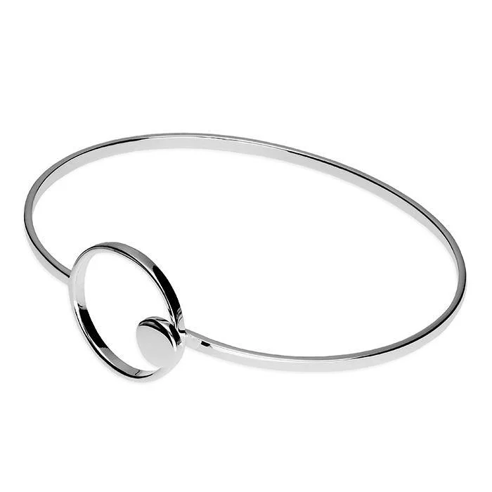 Ladies pearl bracelets-Hook-In Circle Bangle - Sterling Silver